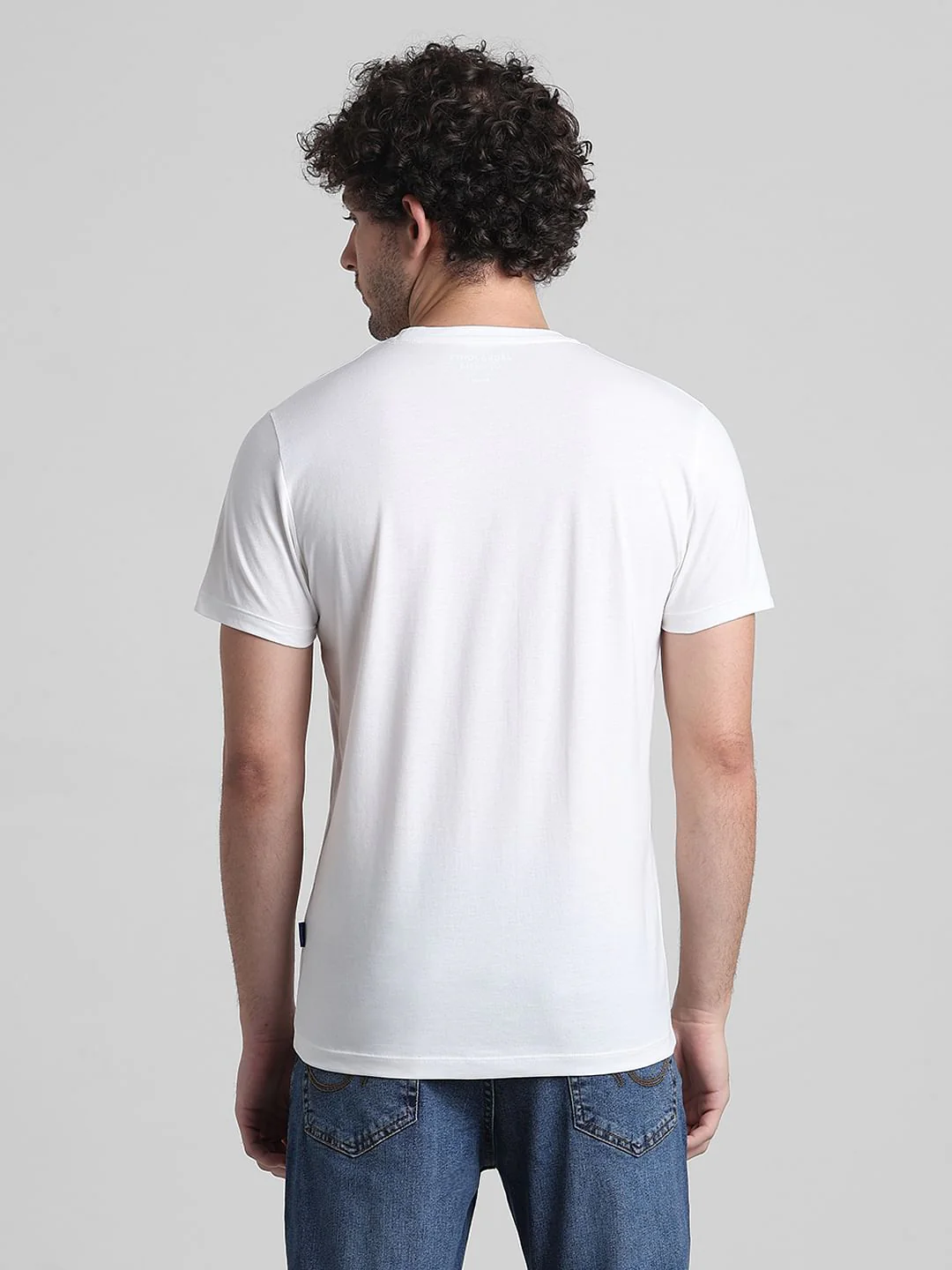 White Logo Text Crew Neck T-shirt - Image 4