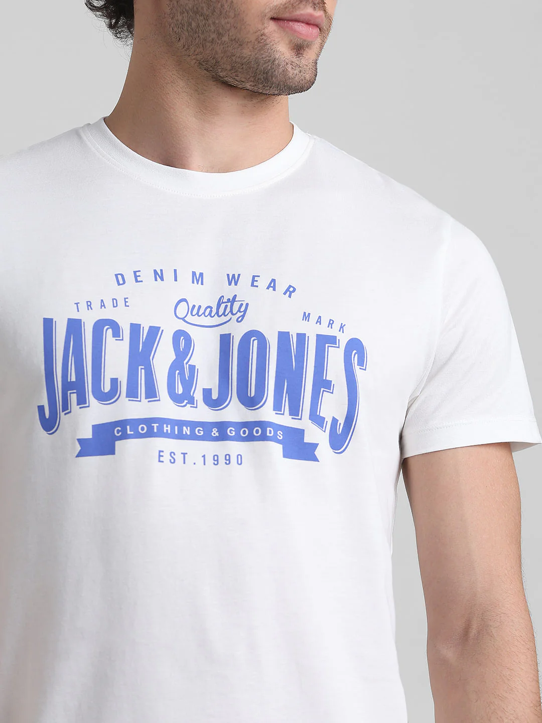 White Logo Text Crew Neck T-shirt - Image 5