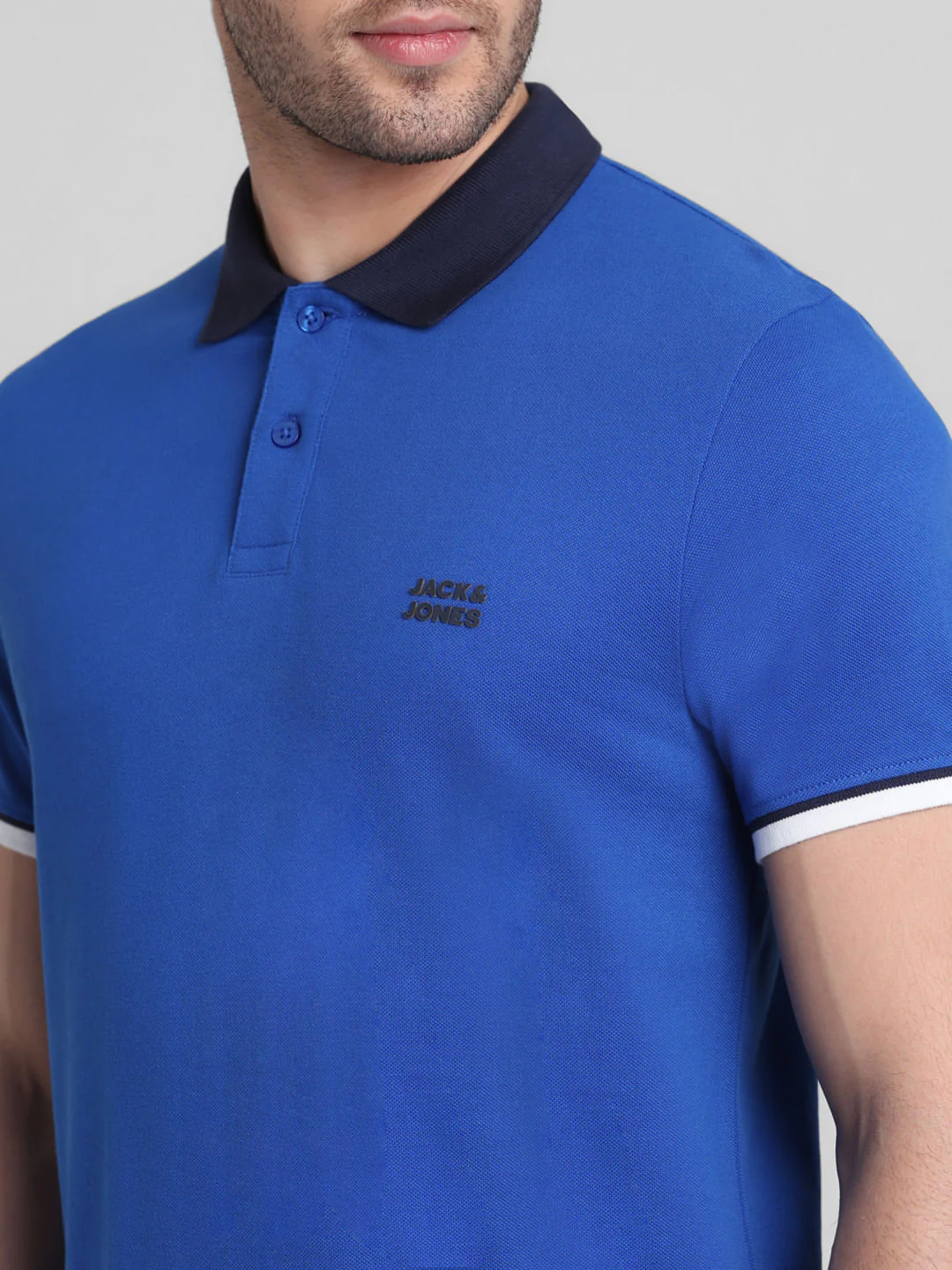 Blue Contrast Tipping Cotton Polo - Image 5
