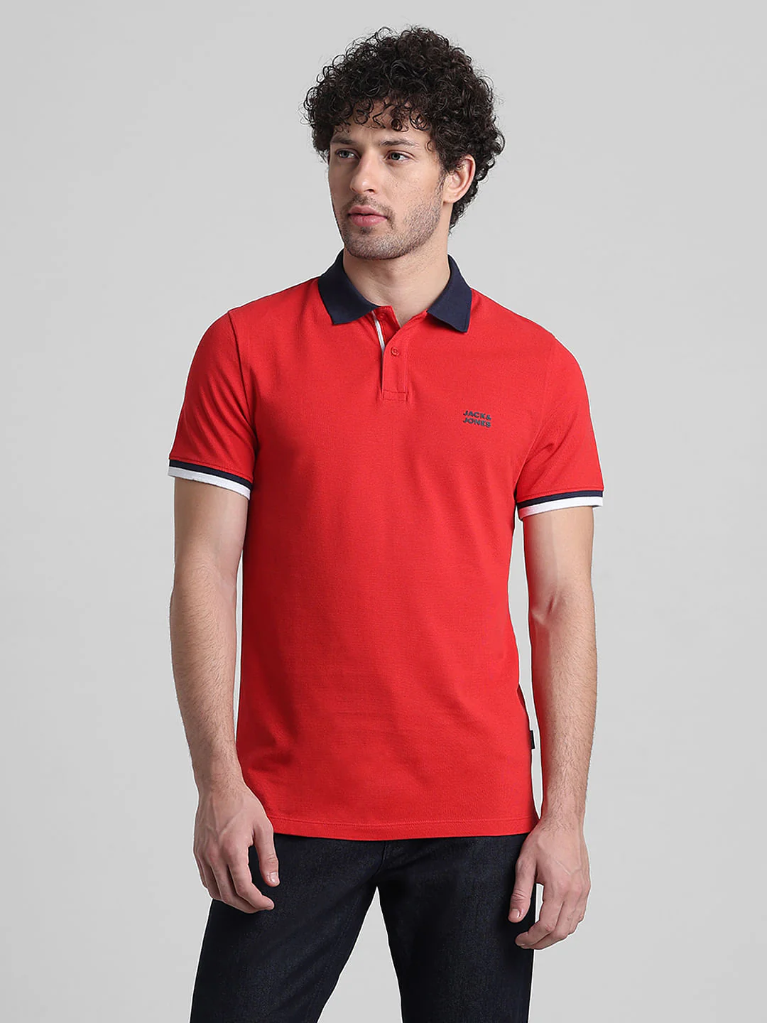 Red Contrast Tipping Cotton Polo - Image 2