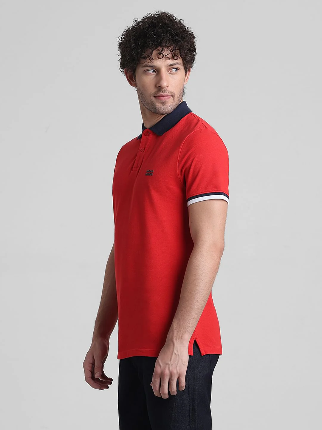 Red Contrast Tipping Cotton Polo - Image 3