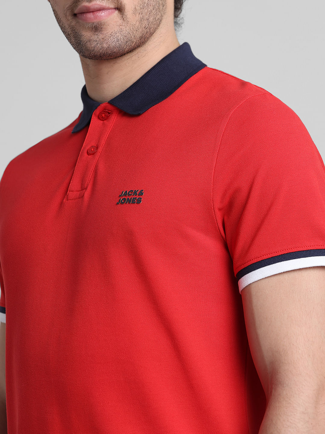 Red Contrast Tipping Cotton Polo - Image 5