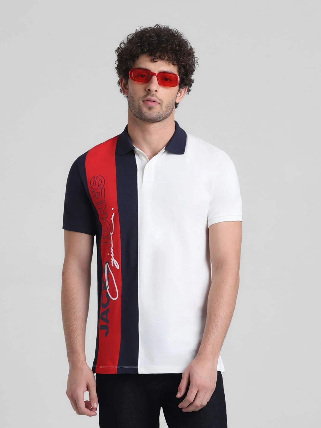White Vertical Striped Cotton Polo