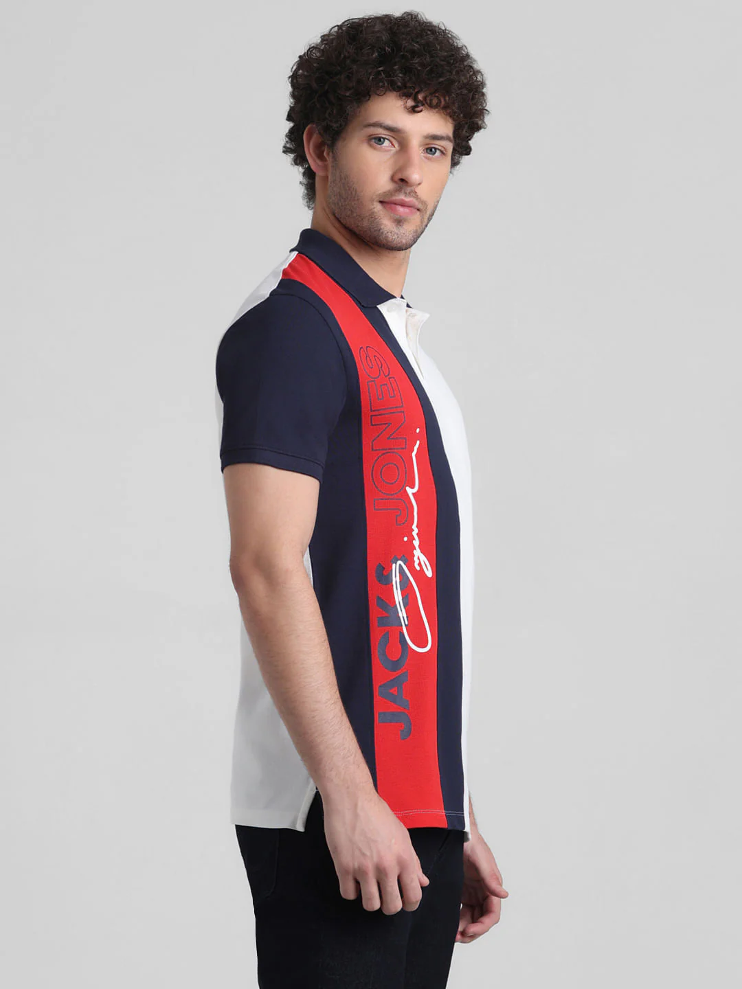 White Vertical Striped Cotton Polo - Image 3