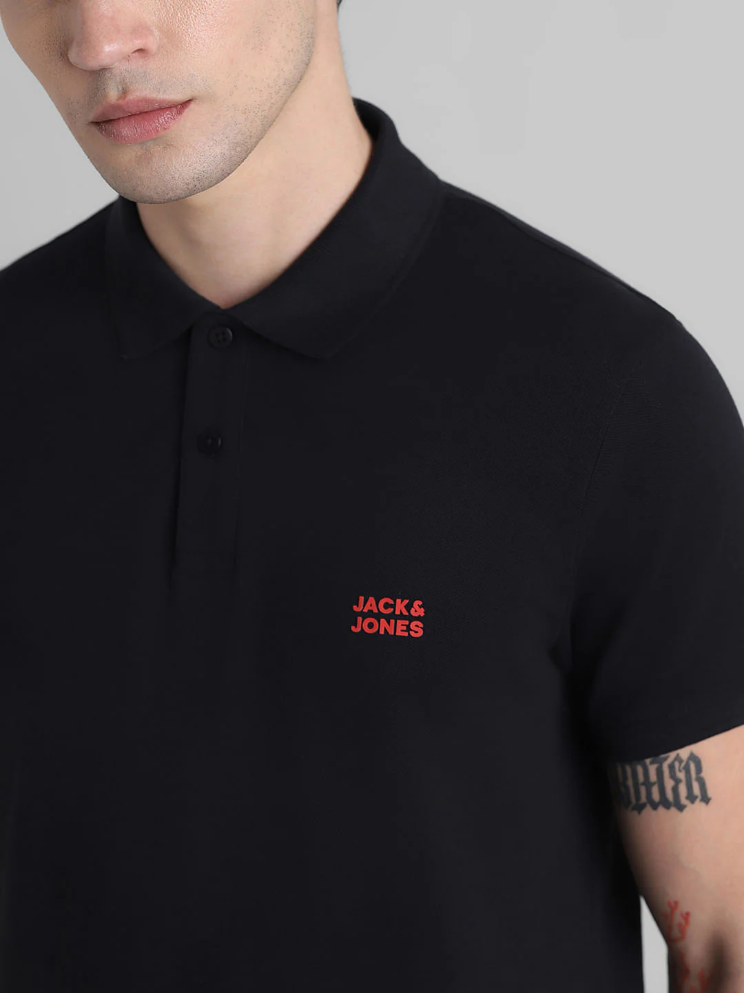 Black Cotton Polo T-shirt - Image 5