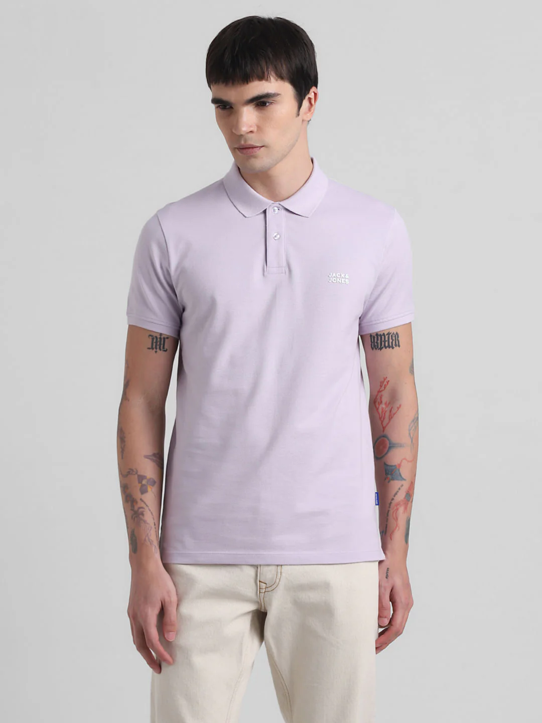 Lilac Logo Text Cotton Polo - Image 2