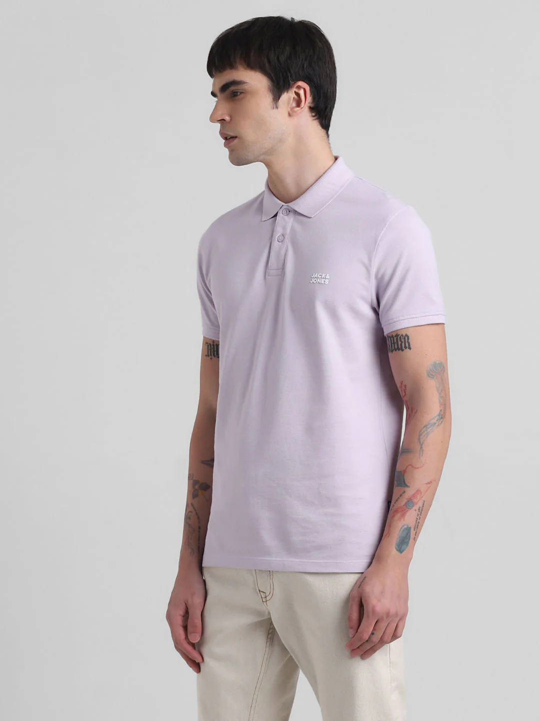 Lilac Logo Text Cotton Polo - Image 3