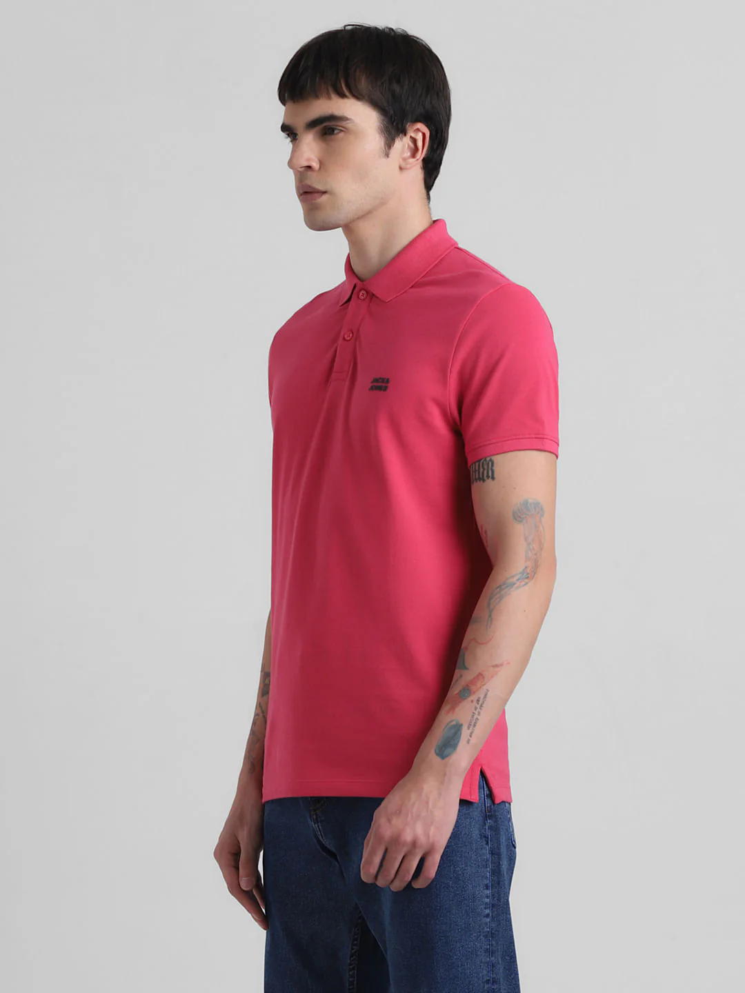 Red Logo Text Cotton Polo - Image 3