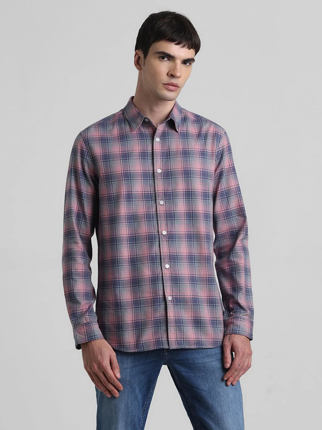 Pink Check Print Full Sleeves Shirt - Image 2