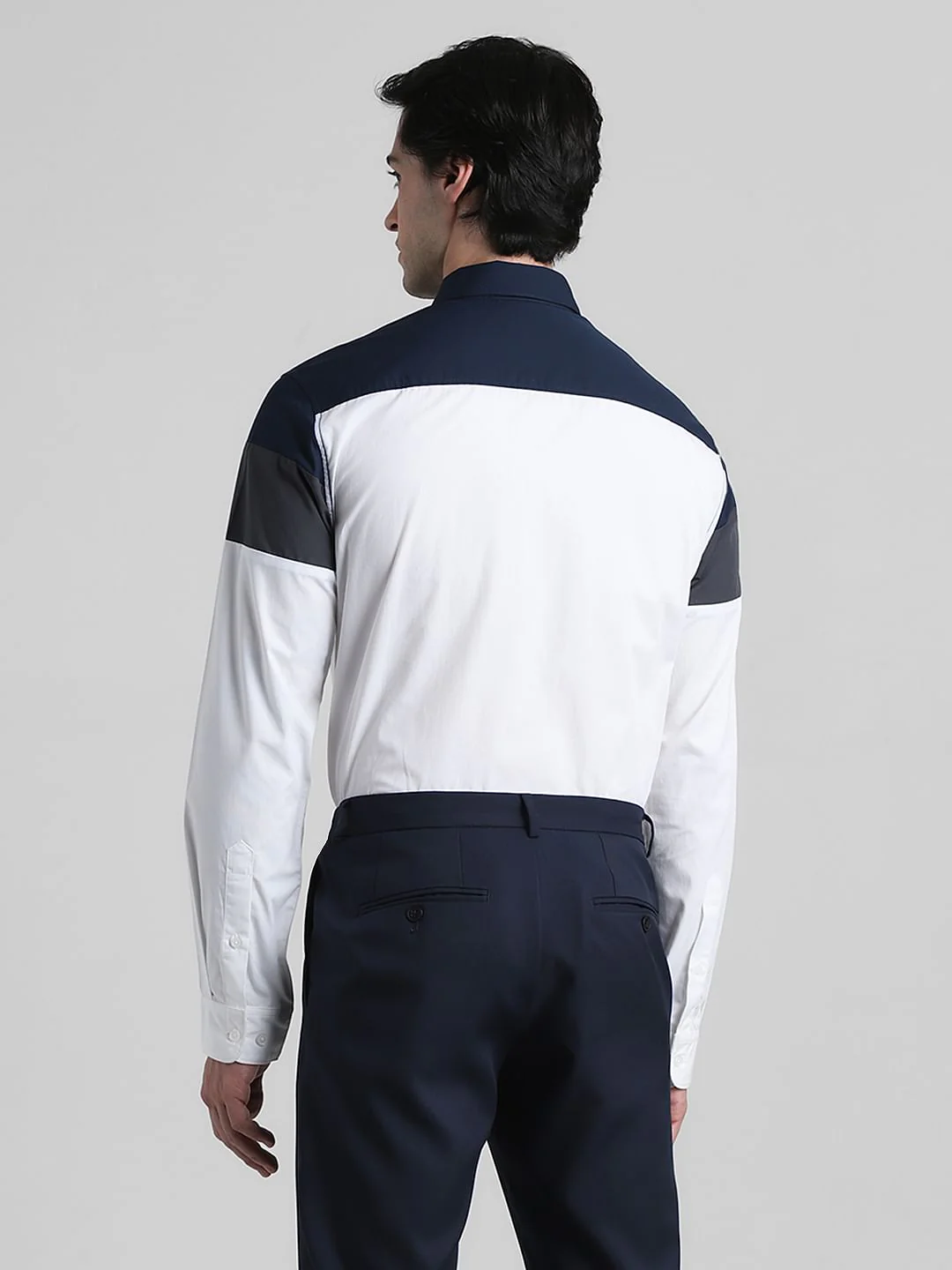 White Colourblocked Cotton Shirt - Image 4