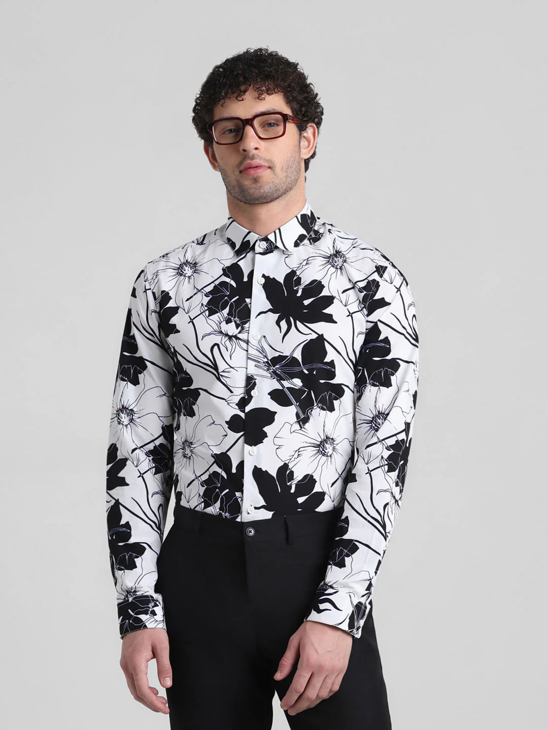 White Floral Print Shirt