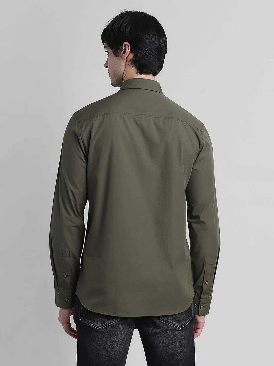 Green Cotton Full Sleeves Shirt - Image 4