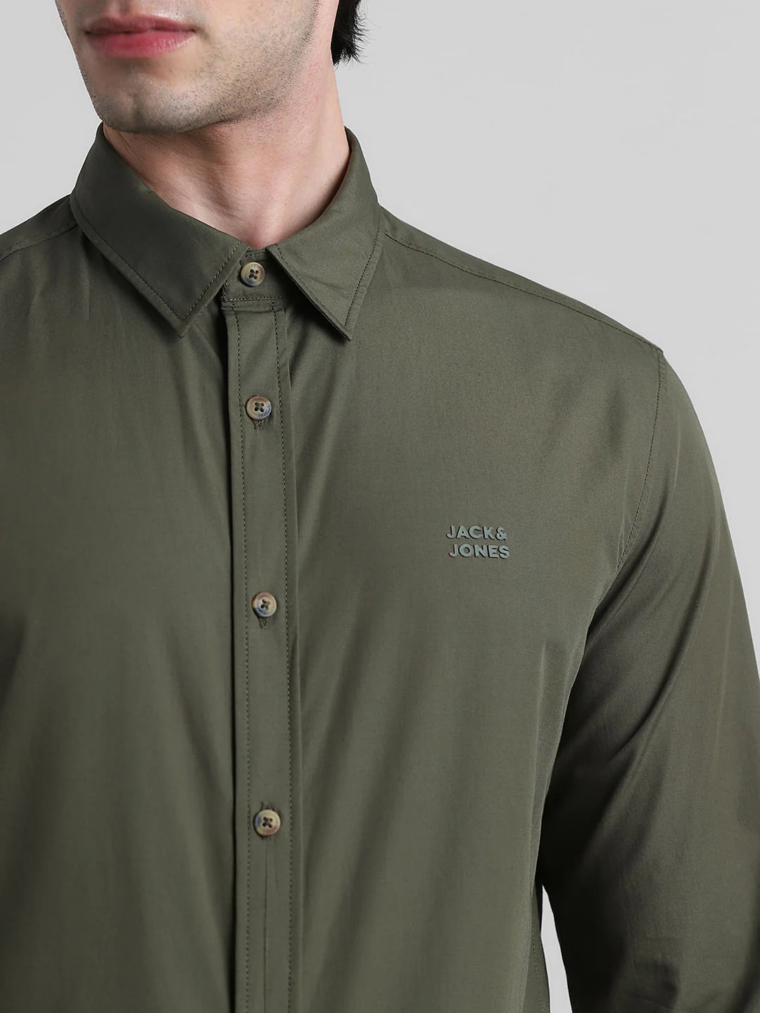 Green Cotton Full Sleeves Shirt - Image 5