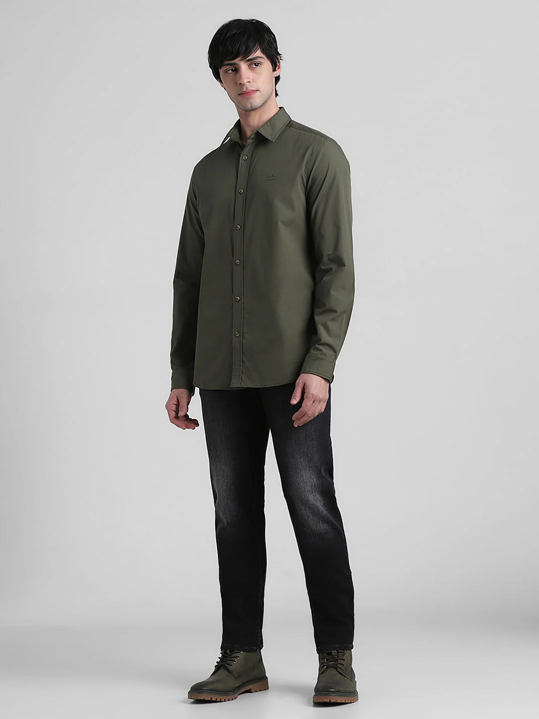 Green Cotton Full Sleeves Shirt - Image 6