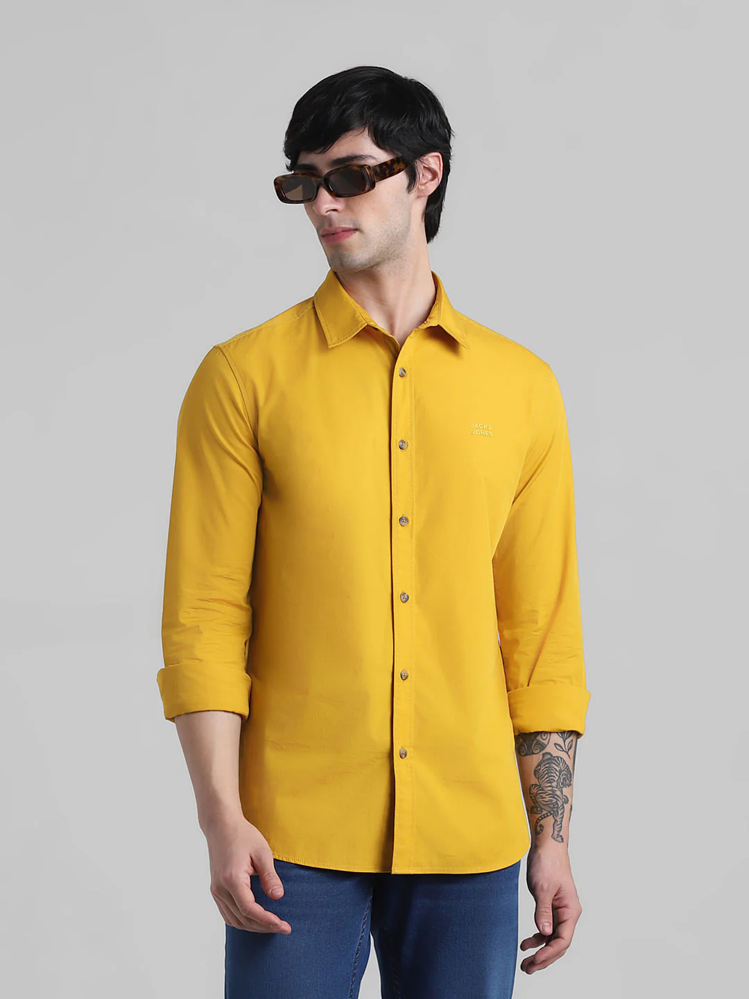 Mustard Cotton Full Sleeves Shirt