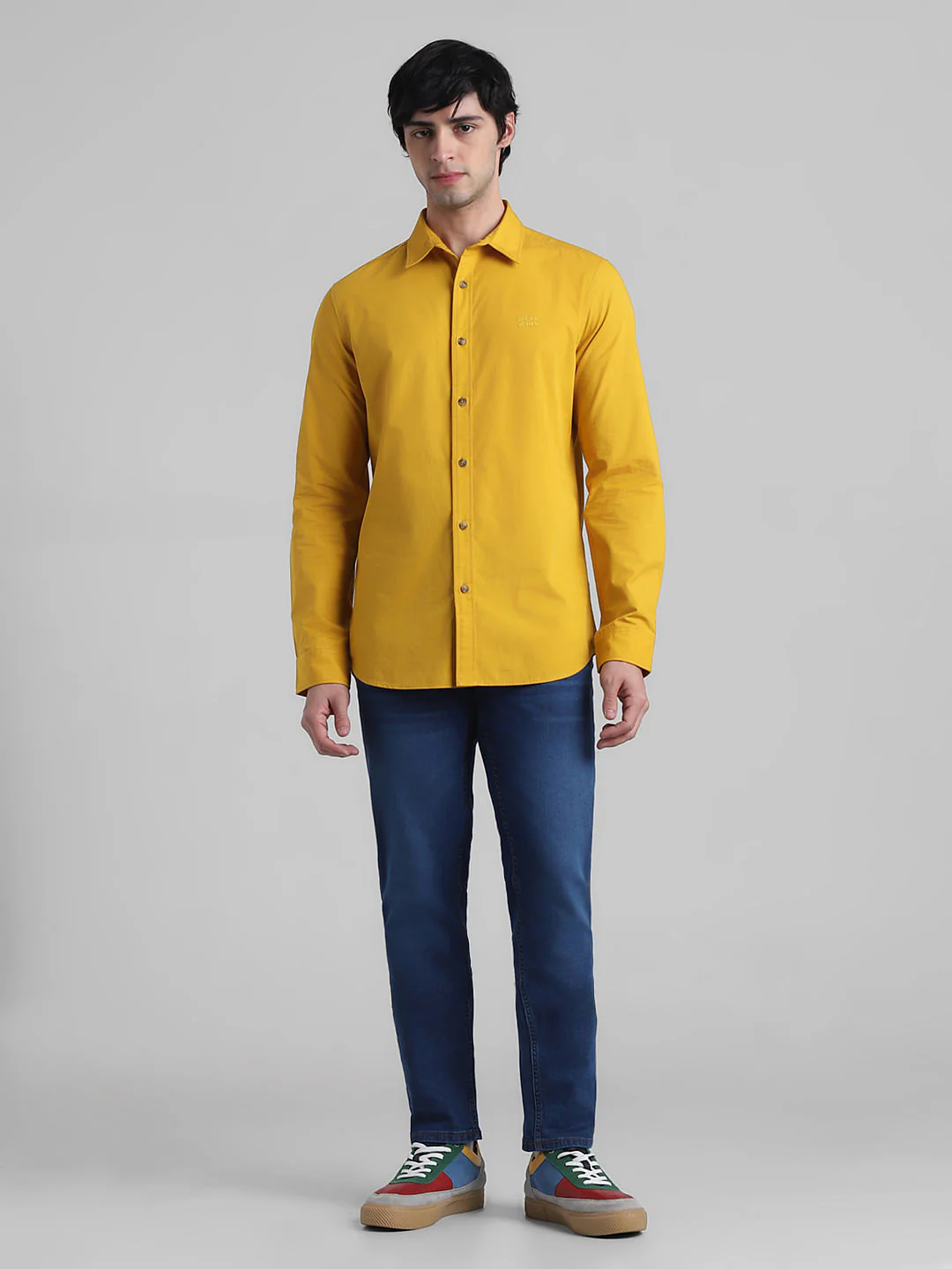 Mustard Cotton Full Sleeves Shirt - Image 6