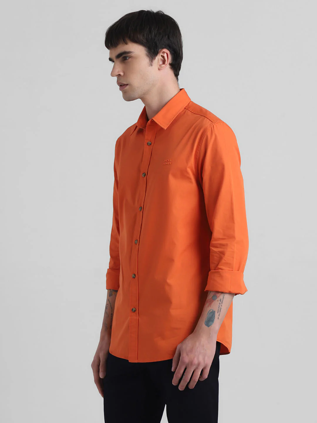Red Cotton Weave Casual Shirt - Image 3