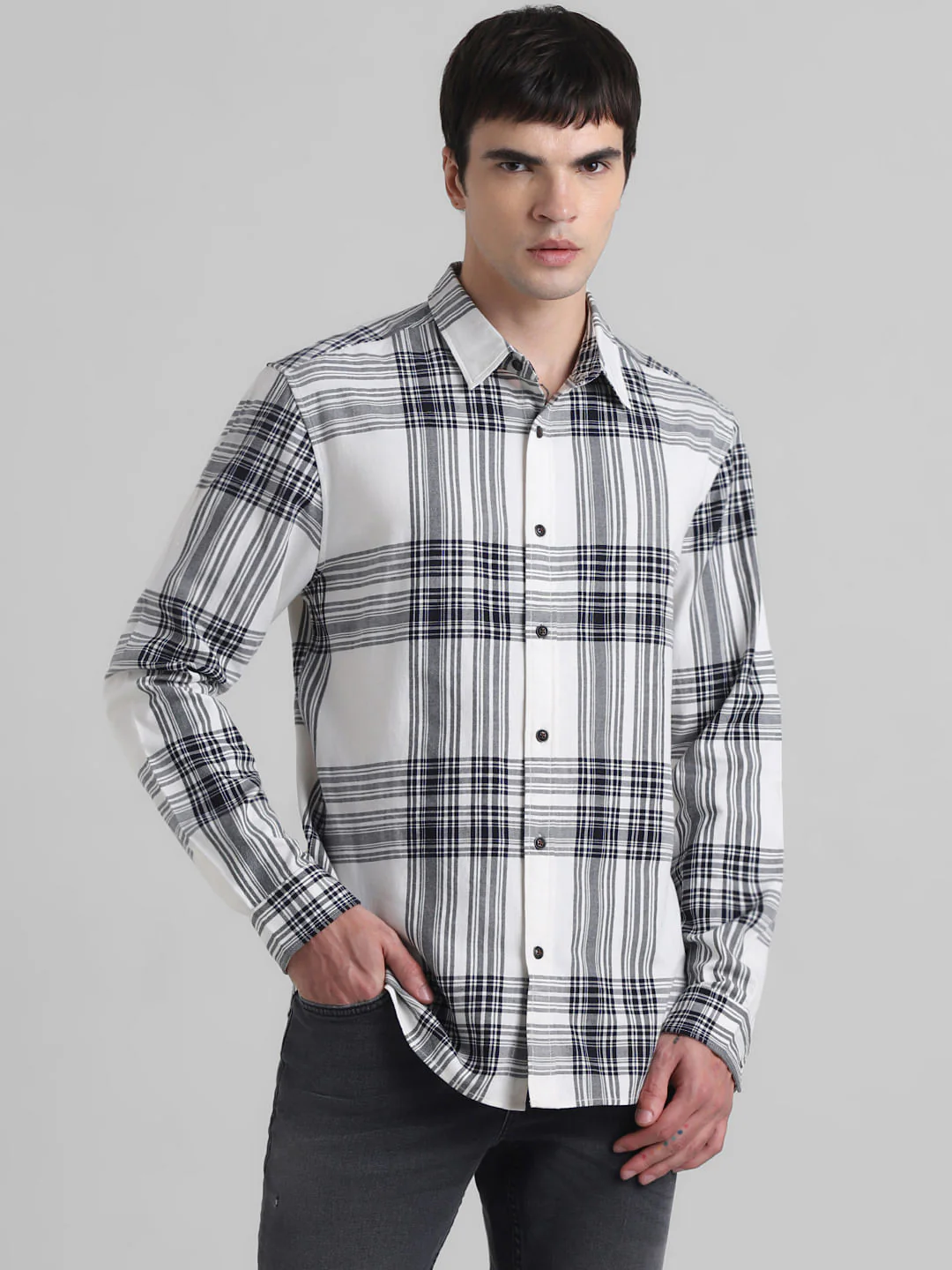 White Check Print Full Sleeves Shirt - Image 2