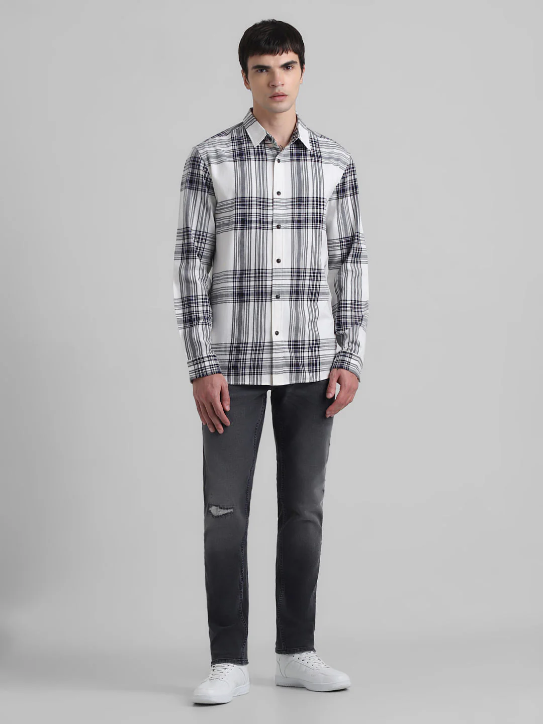 White Check Print Full Sleeves Shirt - Image 6