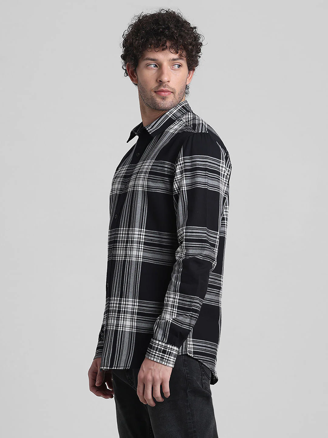 Black Check Print Full Sleeves Shirt - Image 3