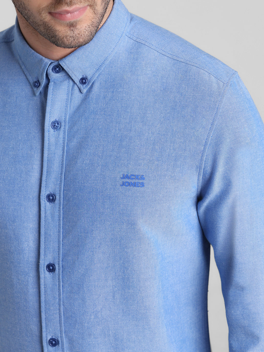 Blue Cotton Full Sleeves Shirt - Image 5