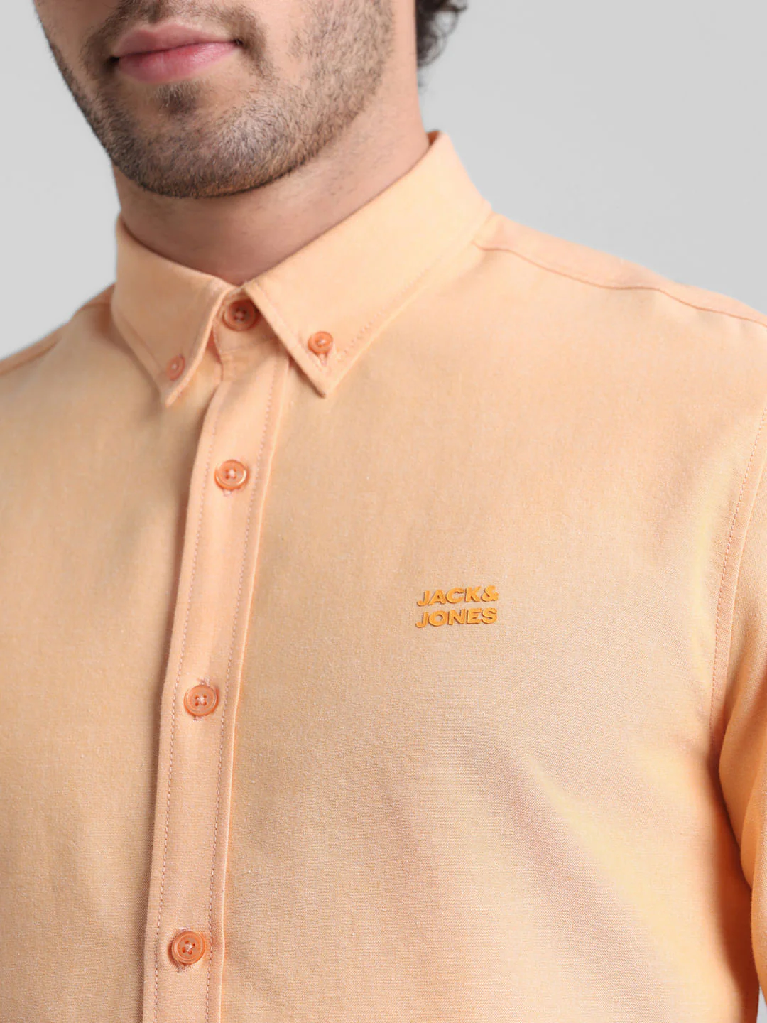 Peach Cotton Full Sleeves Shirt - Image 5