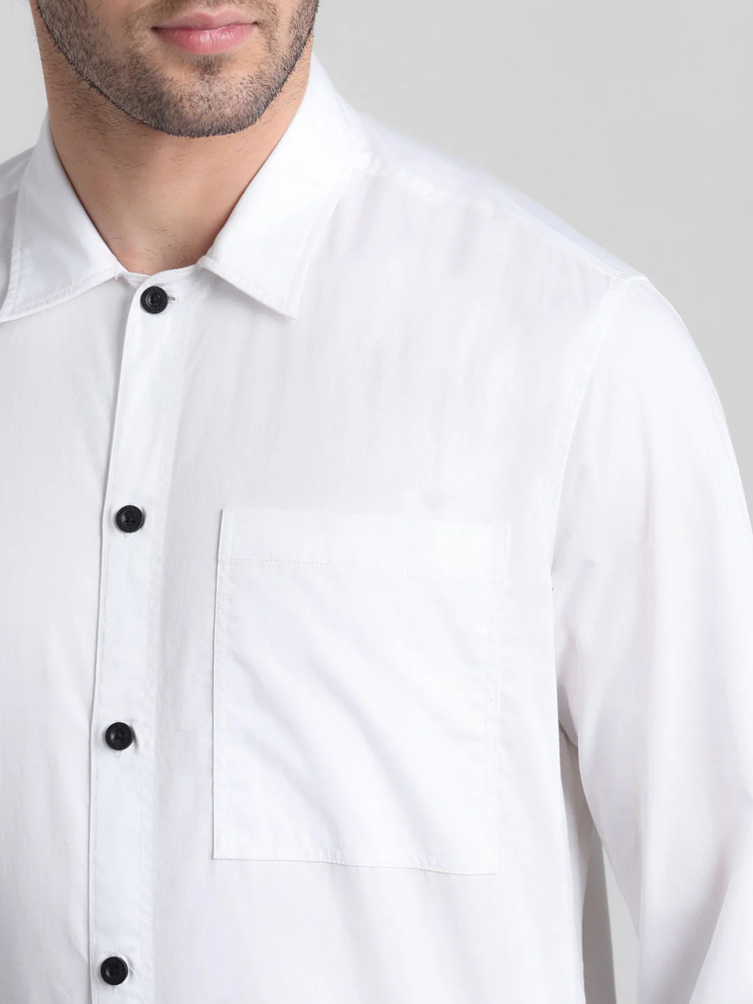 White Placement Print Cotton Shirt - Image 5