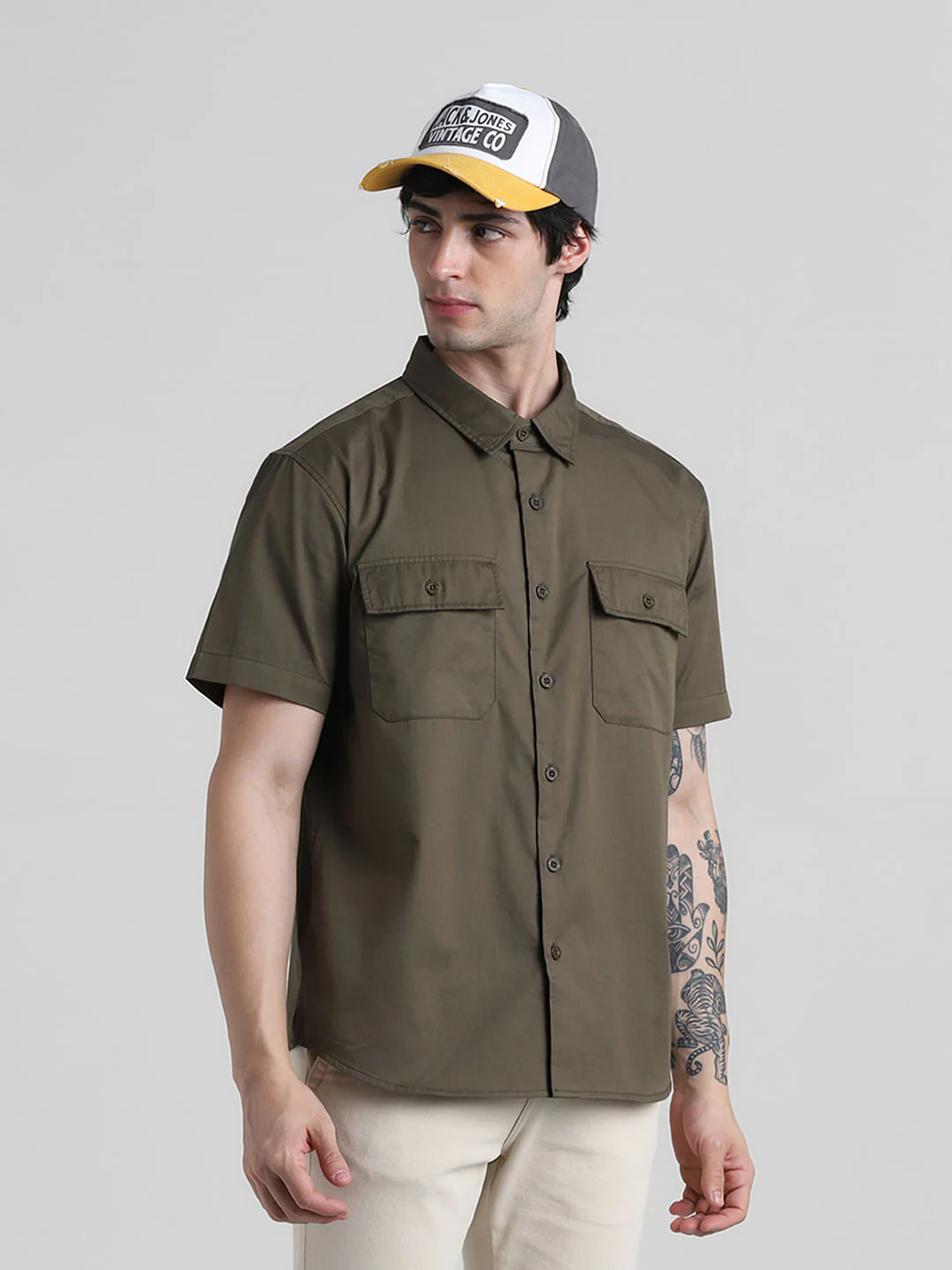 Olive Green Drop Shoulder Shirt