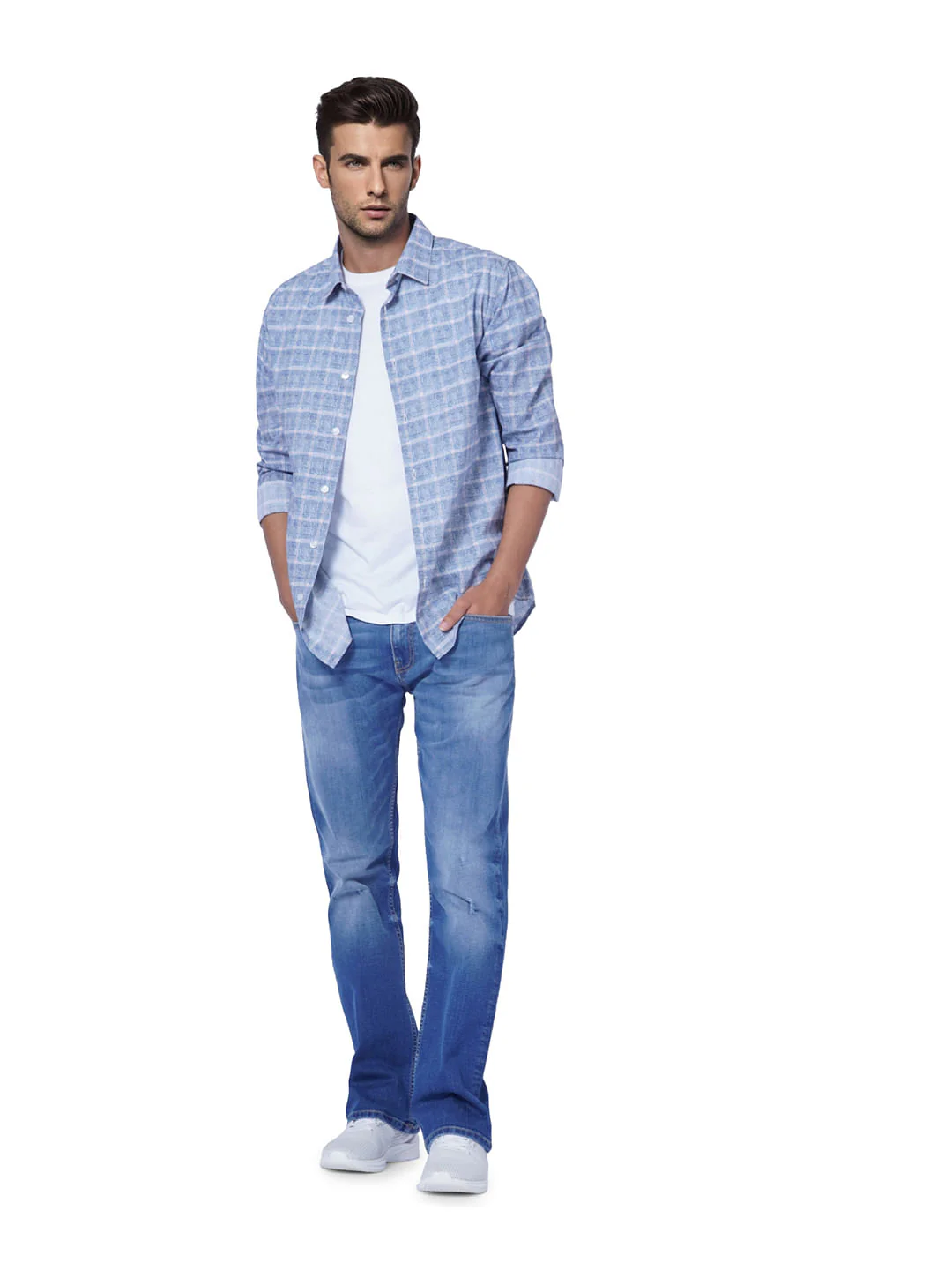 Blue Printed Full Sleeves Shirt