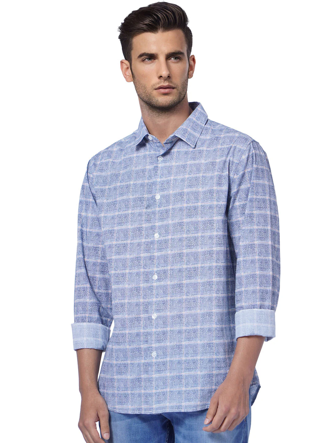 Blue Printed Full Sleeves Shirt - Image 2