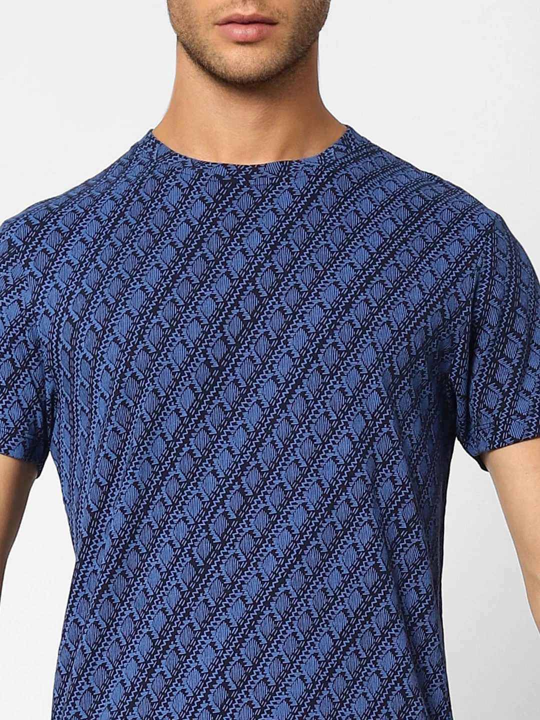Black & Blue Printed Crew Neck T-shirt - Image 5