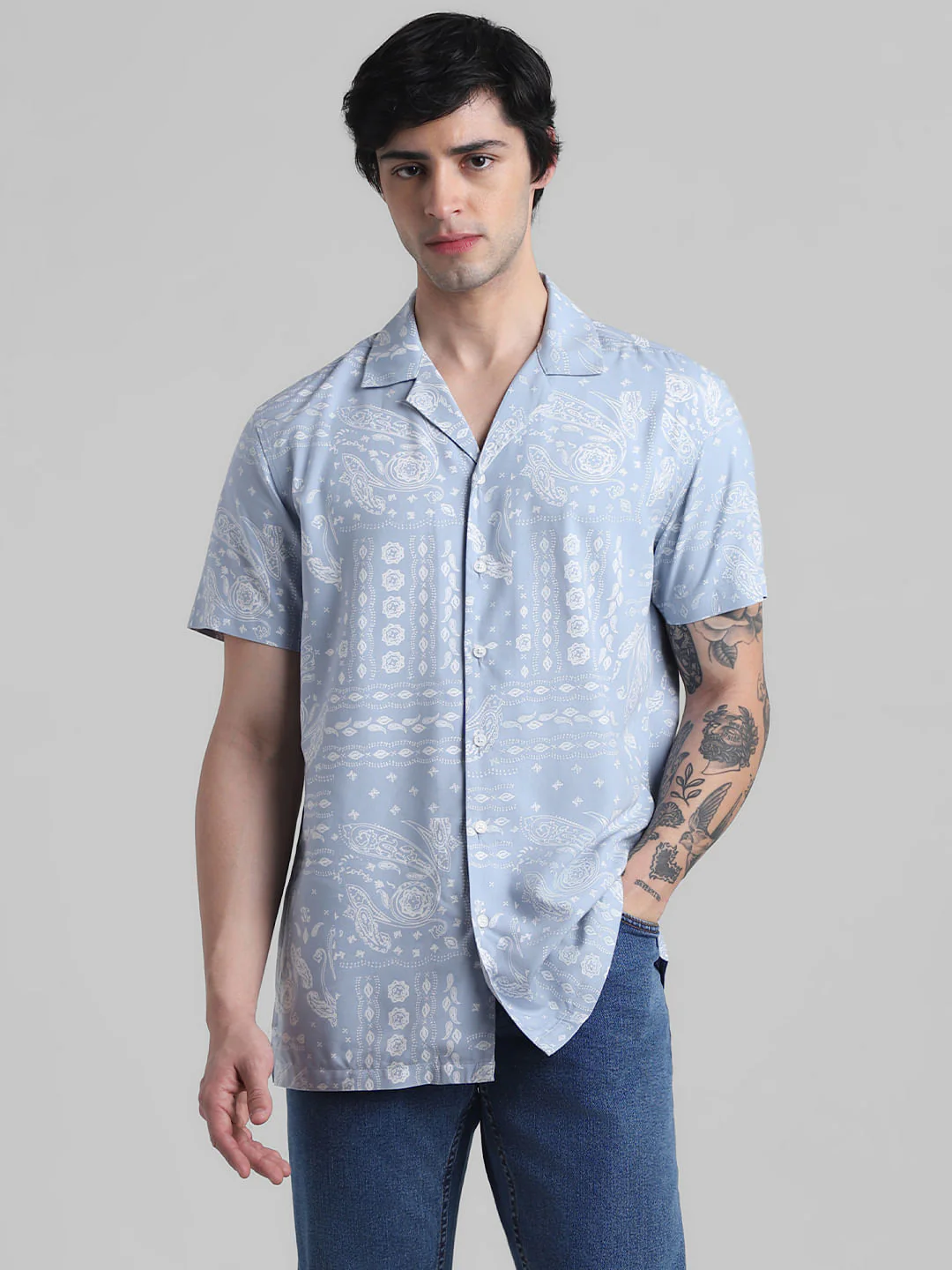 Blue Abstract Print Shirt - Image 2