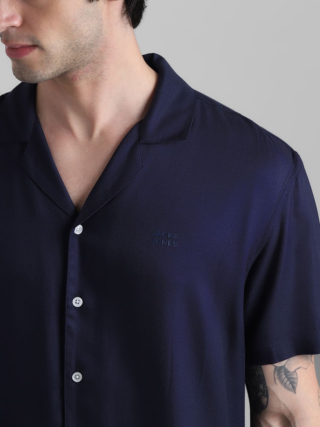 Navy Blue Resort Collar Shirt - Image 5