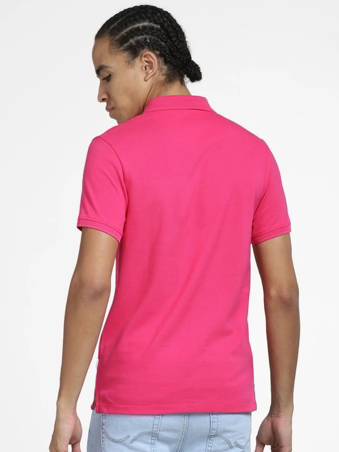 Bright Pink Logo Print Polo Neck T-shirt - Image 4