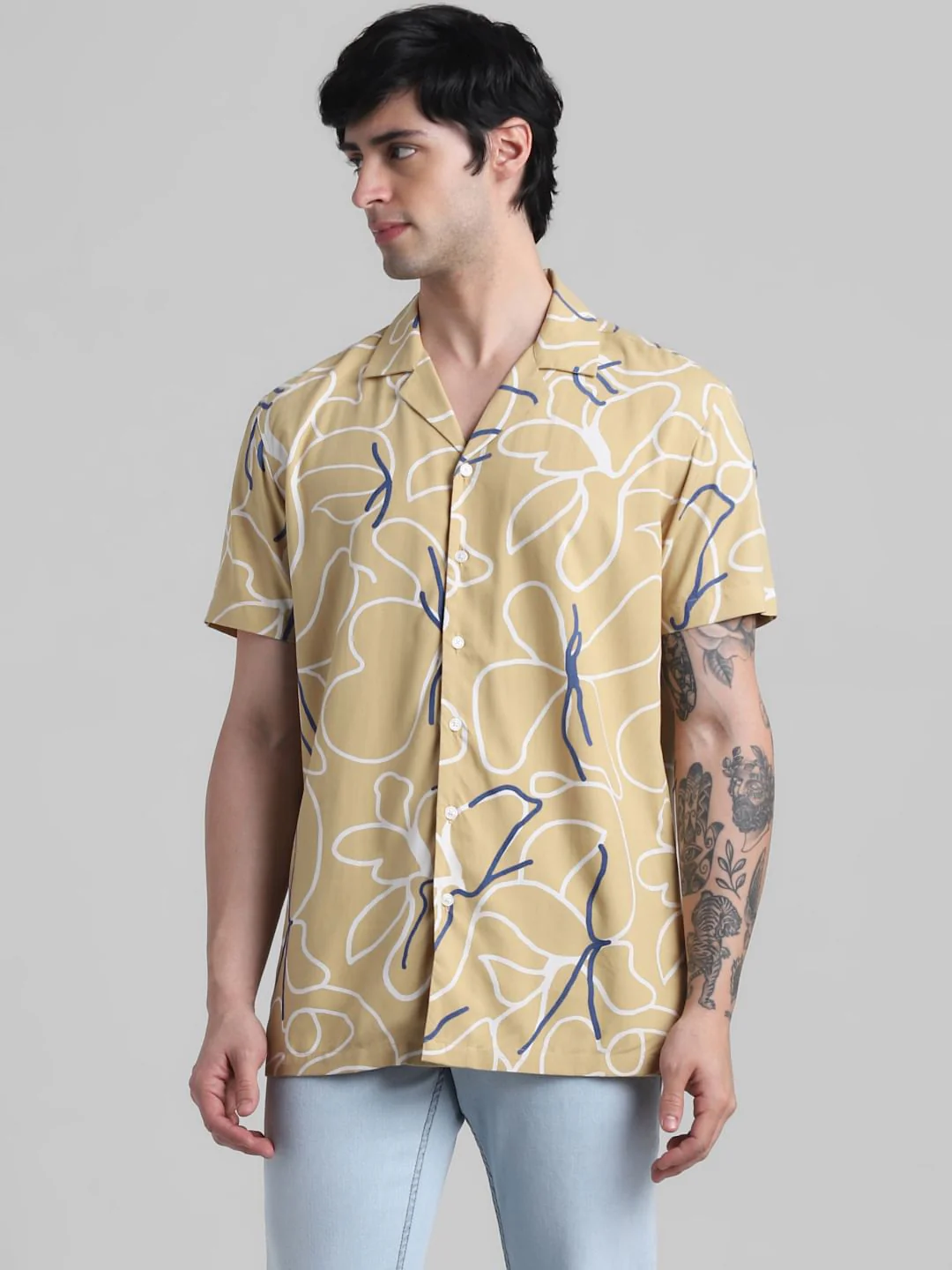 Beige Abstract Print Shirt - Image 2