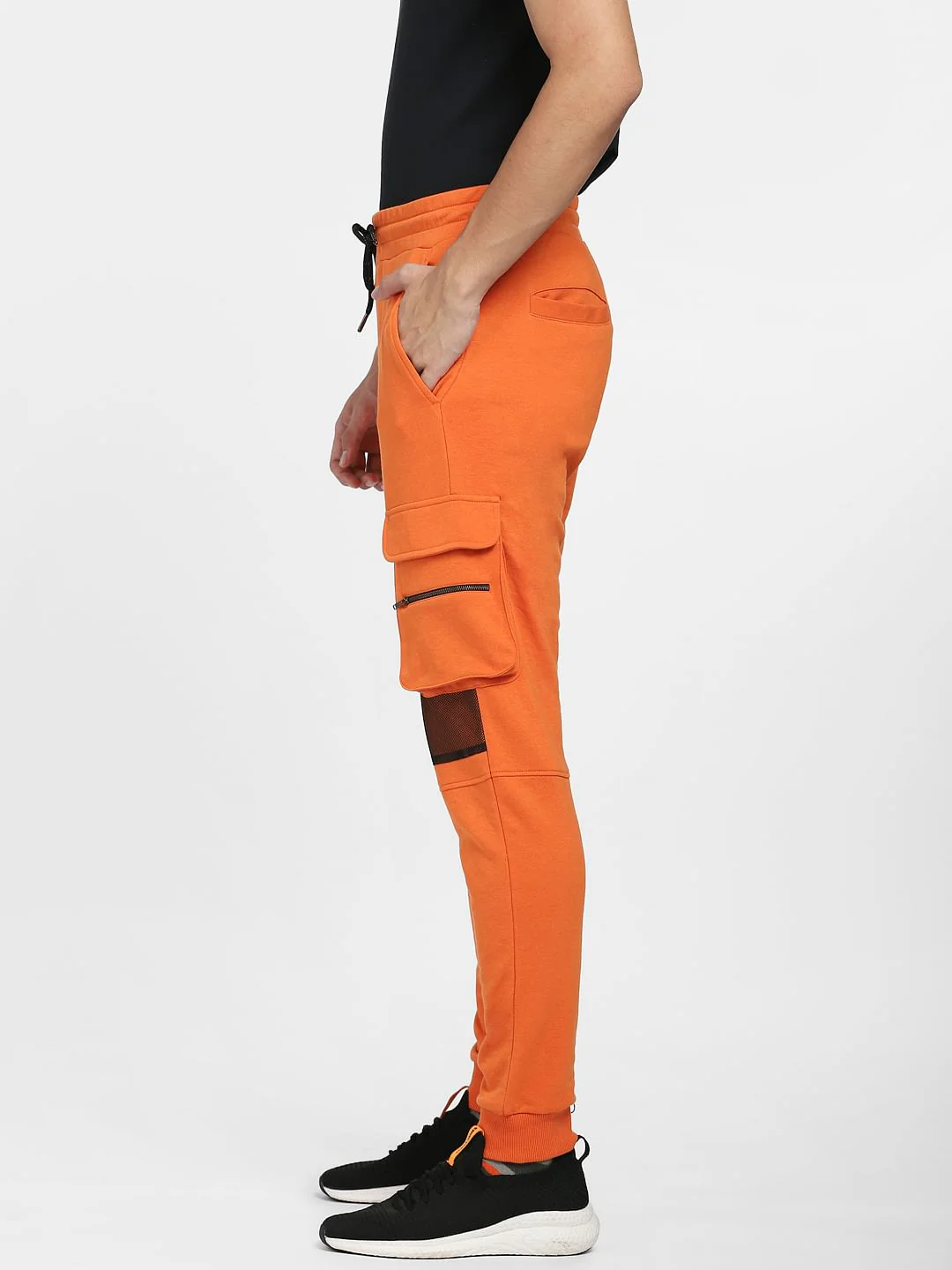 Orange Mid Rise Pocket Detail Sweatpants - Image 3