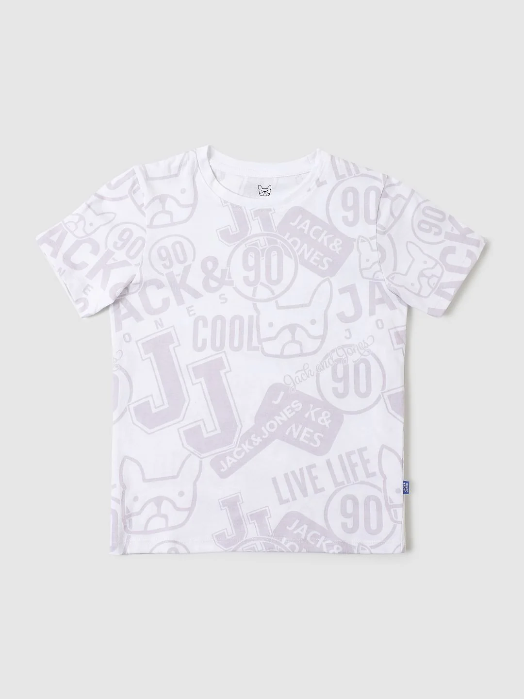 Boys White Graphic Print Crew Neck T-shirt