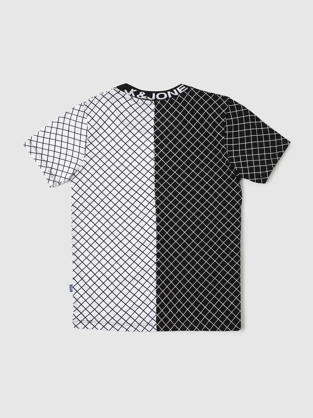 Boys Black & White Check Crew Neck T-shirt - Image 2