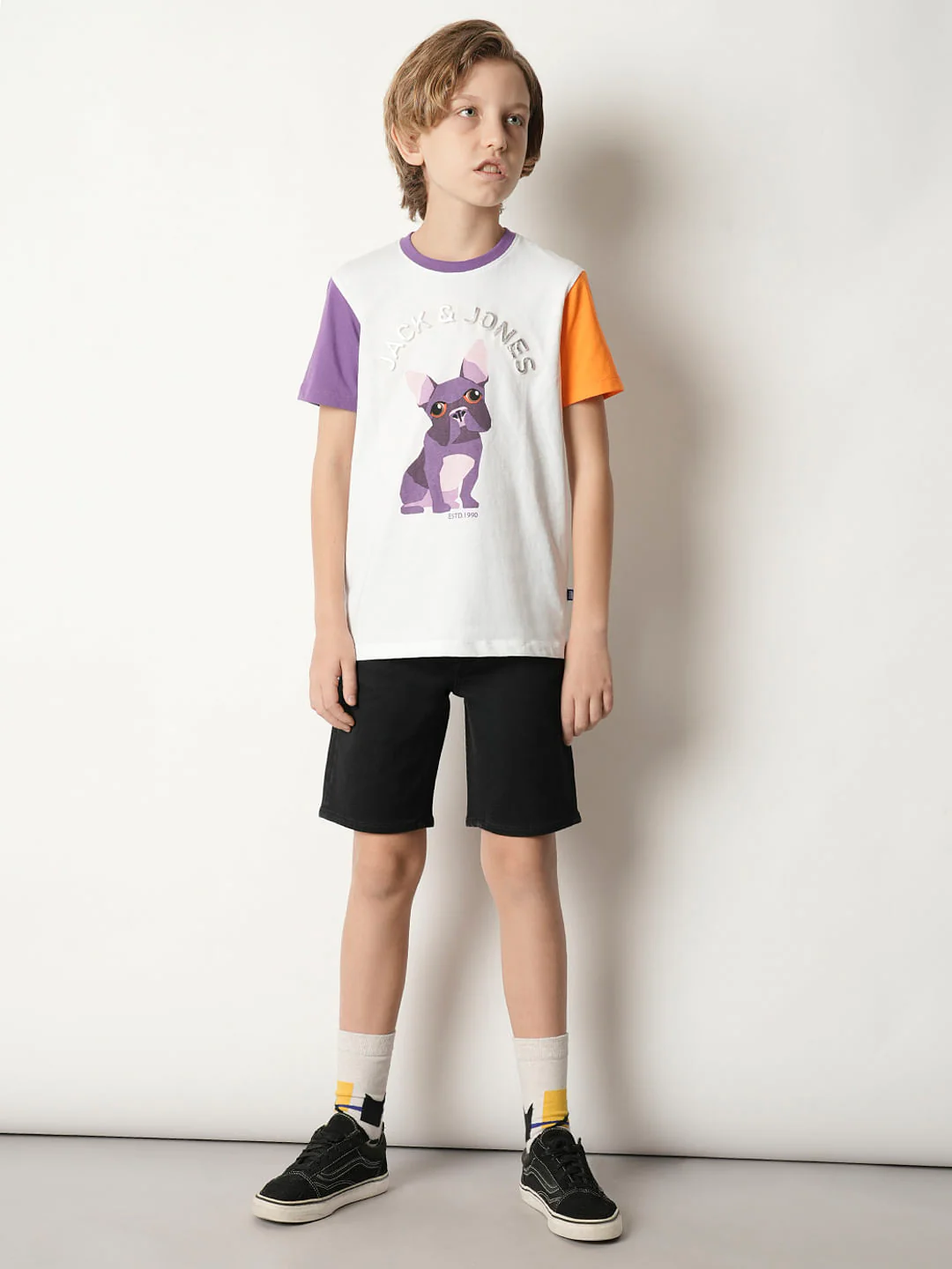 Boys Black Cotton Denim Shorts - Image 5