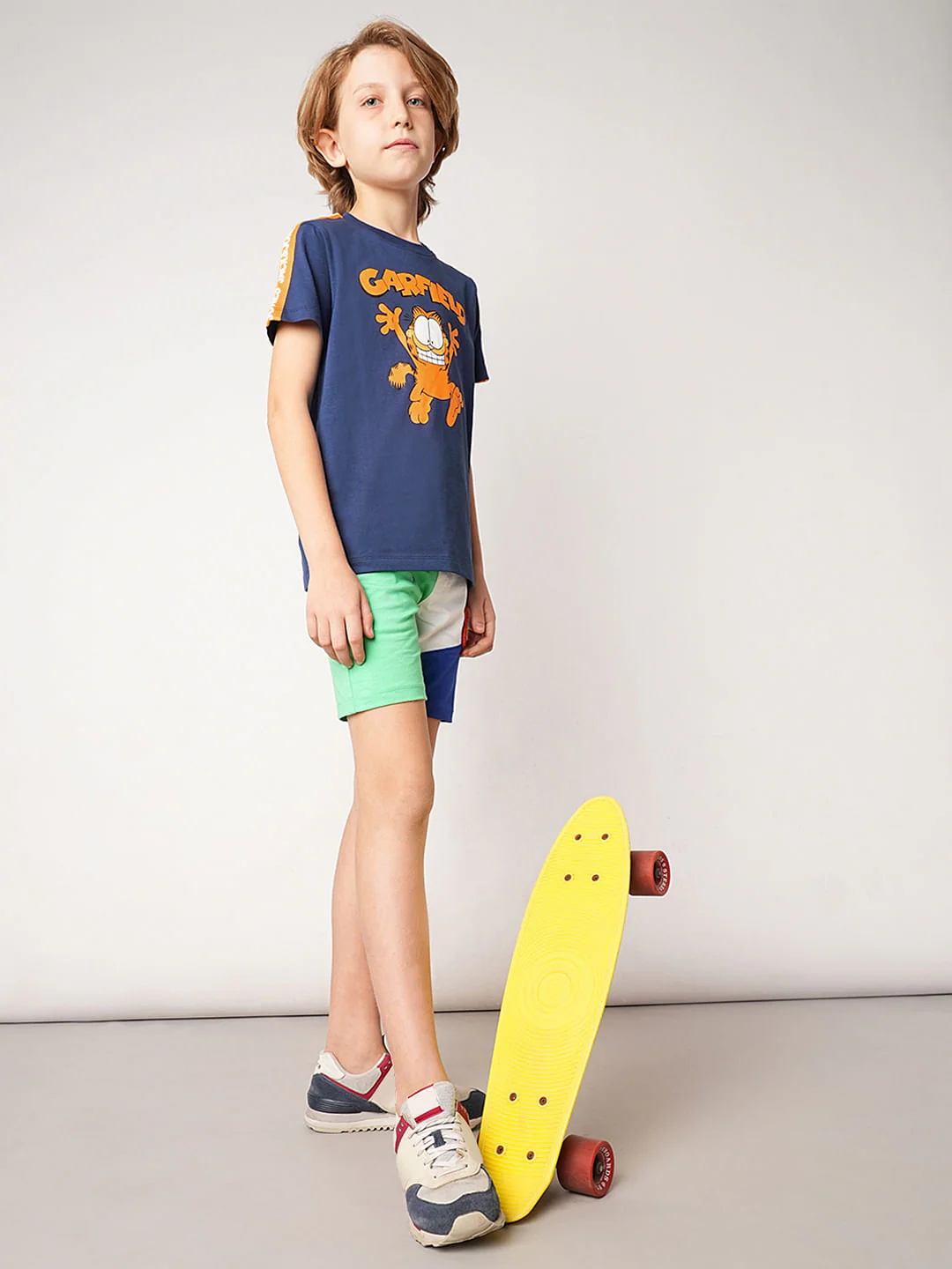 GARFIELD Blue Printed Cotton T-shirt