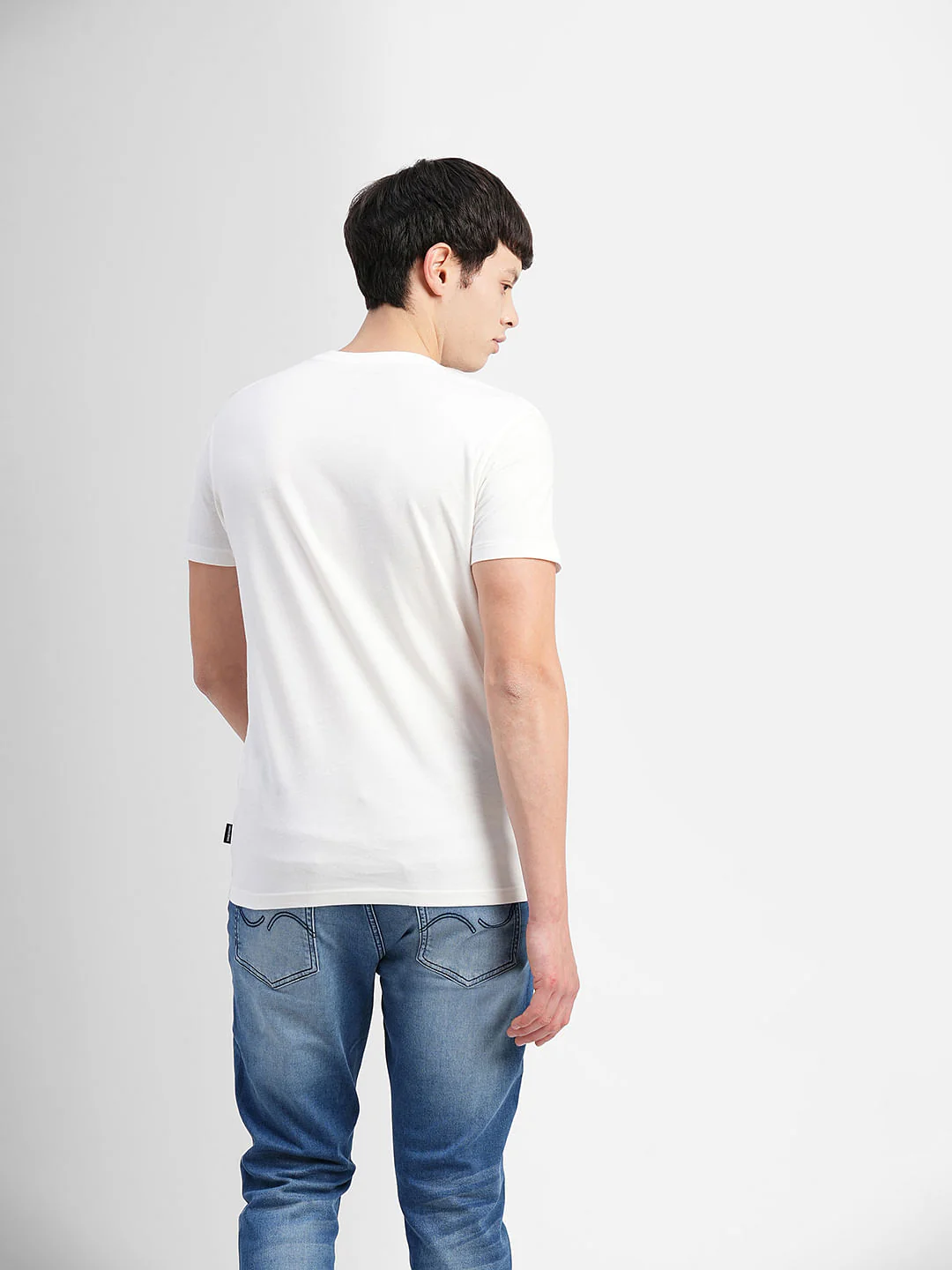 White Logo Print Crew Neck T-shirt - Image 4