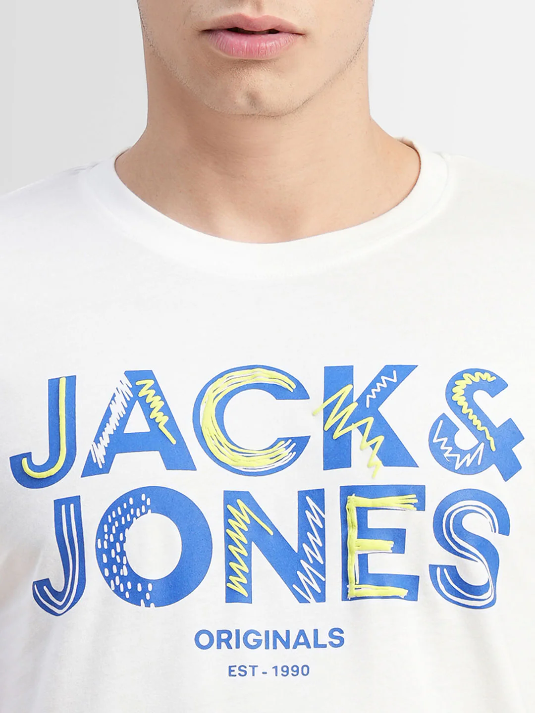 White Logo Print Crew Neck T-shirt - Image 5