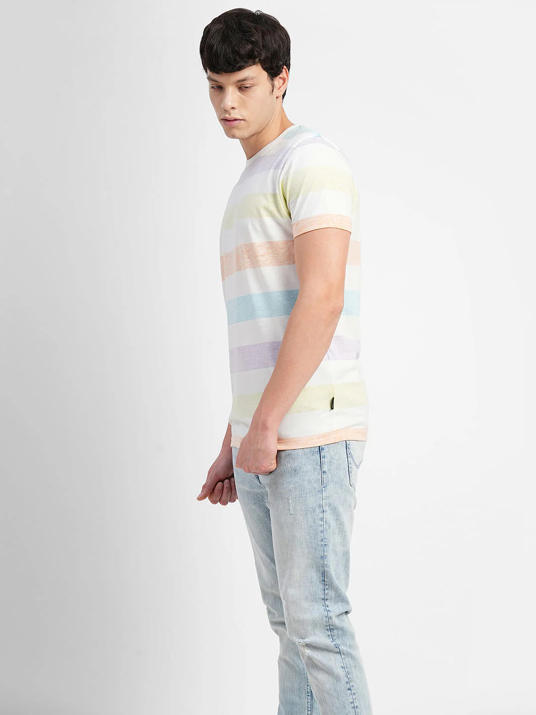 Purple Colourblocked Crew Neck T-shirt - Image 3