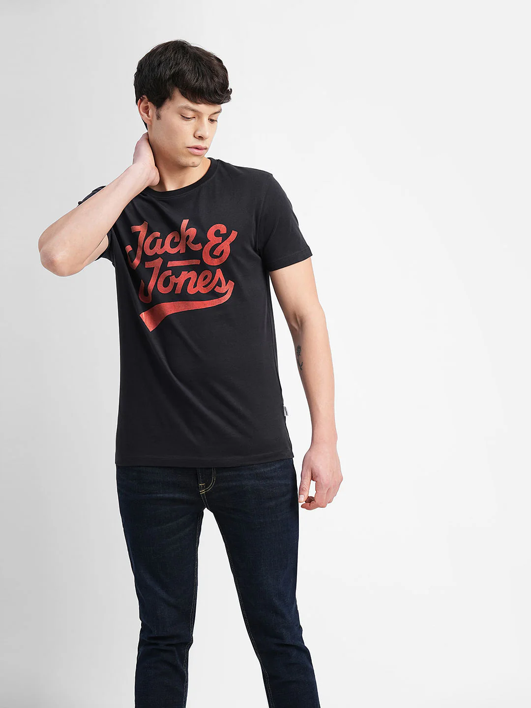 Black Logo Print Crew Neck T-shirt - Image 2