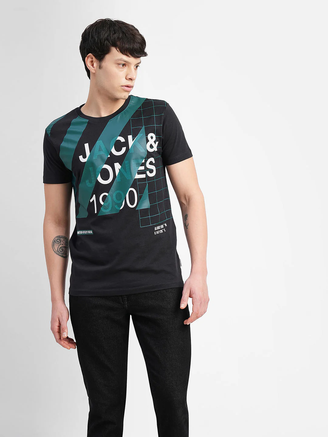 Black Typographic Logo Crew Neck T-shirt - Image 2