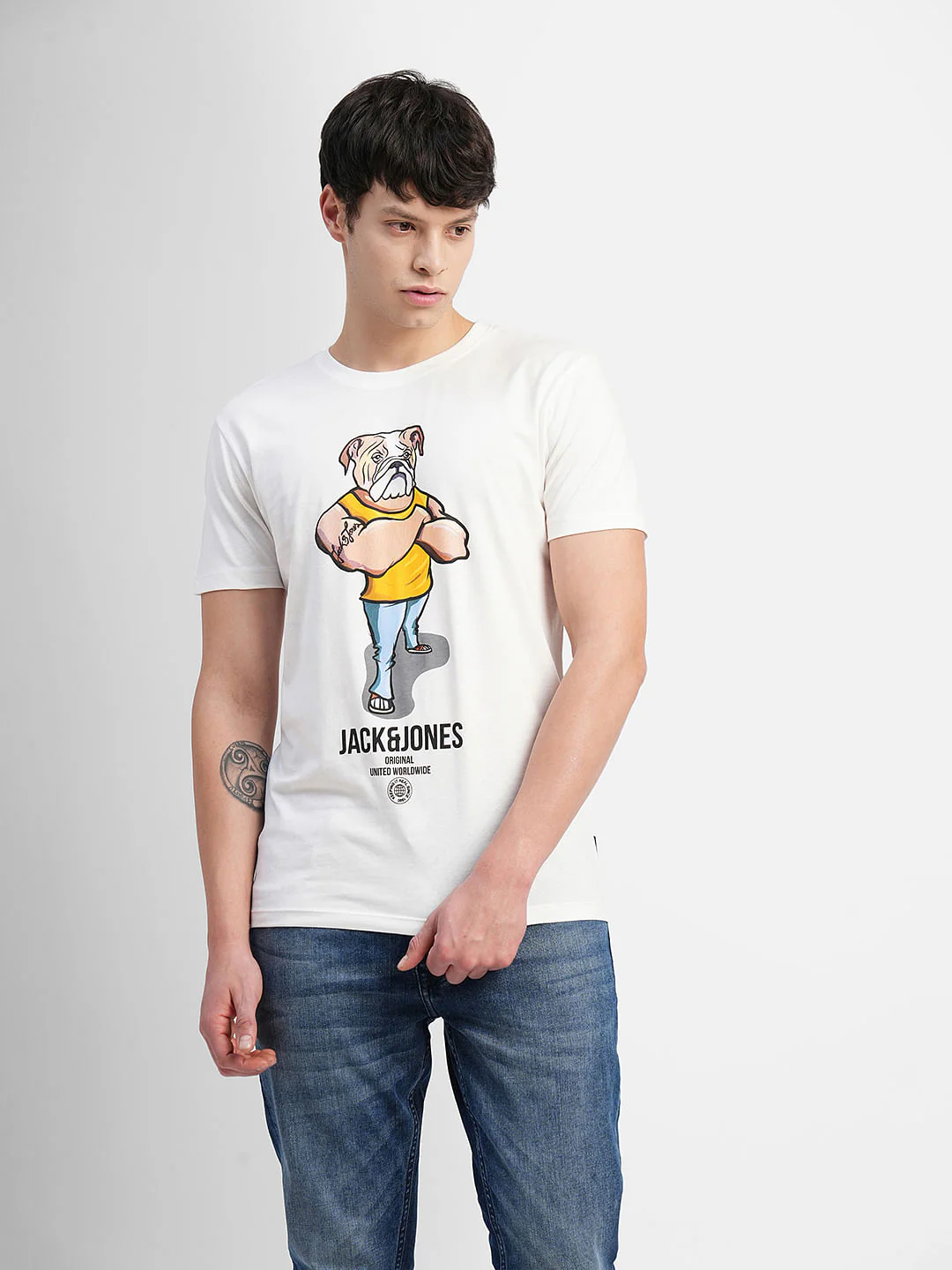 White Graphic Print Crew Neck T-shirt - Image 2