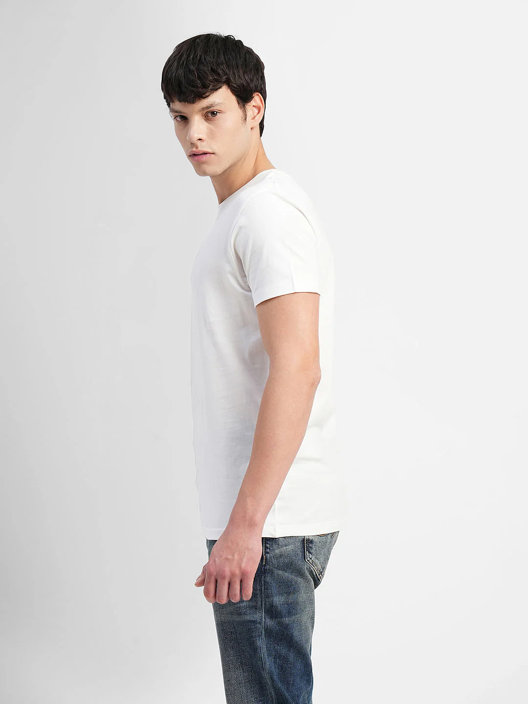 White Logo Text Print Crew Neck T-shirt - Image 3