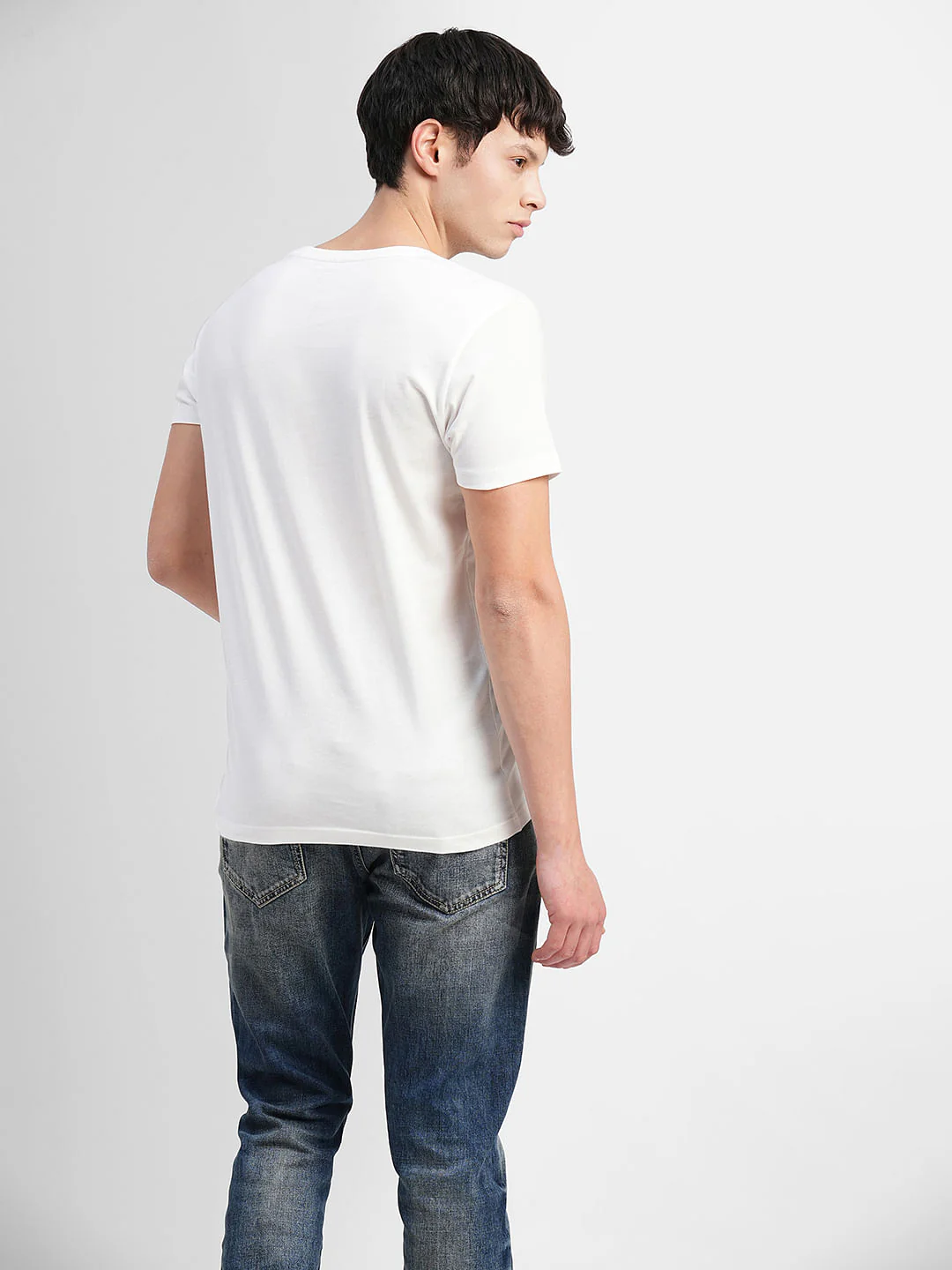 White Logo Text Print Crew Neck T-shirt - Image 4