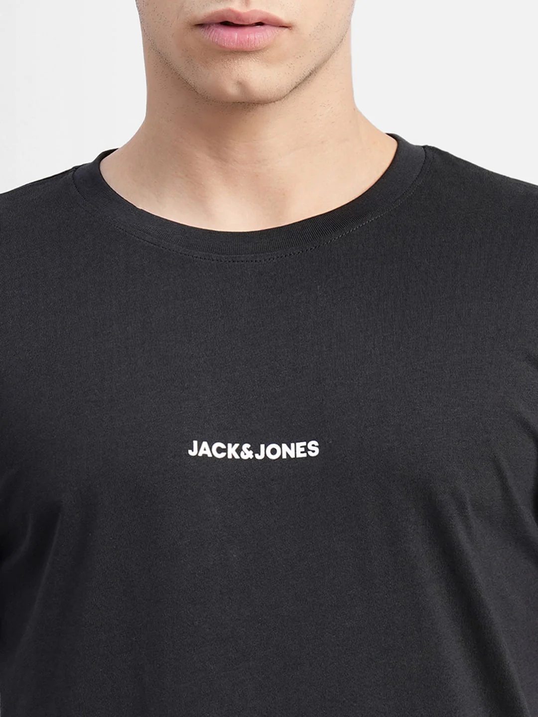 Black Logo Text Print Crew Neck T-shirt - Image 5