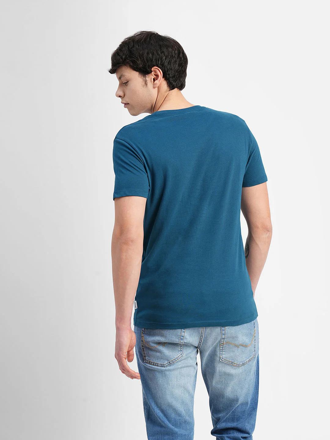 Blue Graphic Print Crew Neck T-shirt - Image 4
